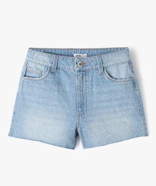Short en jean délavé à bords francs et clous fille vue2 - GEMO 4G FILLE - GEMO