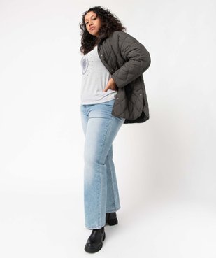 Tee-shirt femme grande taille à manches courtes et micro-motifs argentés vue6 - GEMO (G TAILLE) - GEMO