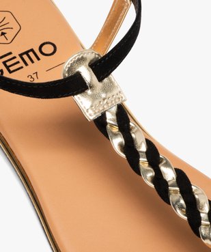 Sandales femme plates avec bride tressée à entre-doigt détails métallisés vue7 - VALENTINA BALDA - GEMO