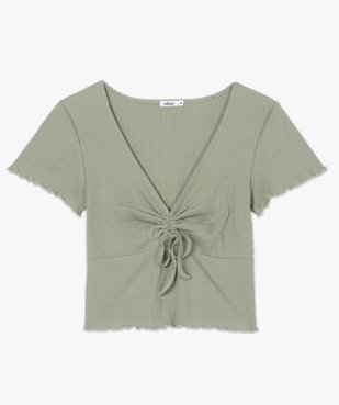 Haut de pyjama femme côtelé avec finitions dentelées vue4 - GEMO(HOMWR FEM) - GEMO