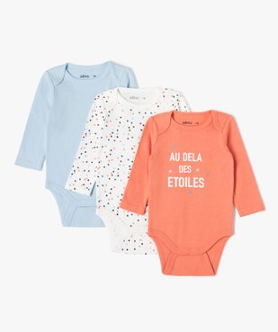 Bodies bébé à manches longues motifs variés (lot de 3) vue1 - GEMO 4G BEBE - GEMO