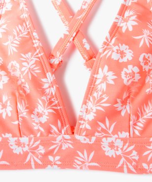 Haut de maillot de bain fille triangle à motifs fleuris vue2 - GEMO (JUNIOR) - GEMO