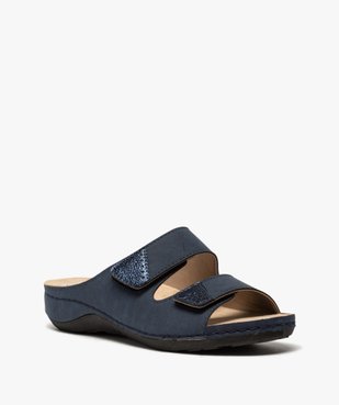 Mules femme confort à brides scratch finitions métallisées vue2 - GEMO (CONFORT) - GEMO