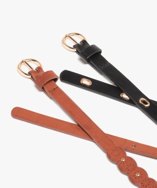 Ceinture femme fine avec détails dorés (lot de 2) vue2 - GEMO (ACCESS) - GEMO