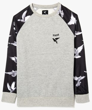 Sweat bi-matières à motifs colombes - Kwell vue1 - KWELL - GEMO