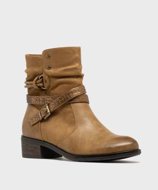 Boots femme à petit talon avec col effet plissé et brides fantaisie vue8 - EMILIA ROSA G4G - GEMO