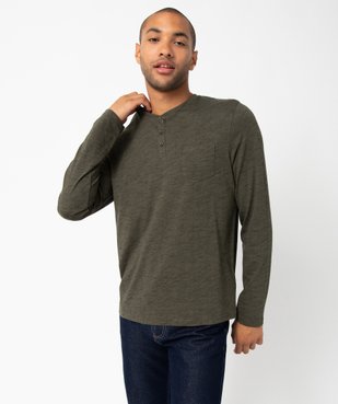 Tee-shirt homme à manches longues et col tunisien vue2 - GEMO (HOMME) - GEMO
