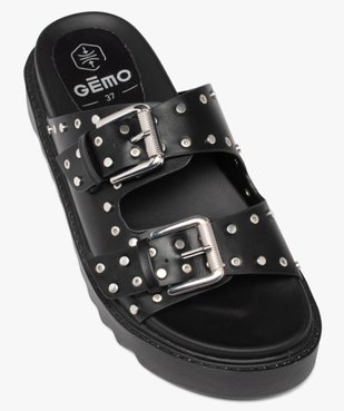 Mules femme à larges brides à boucle et clous métalliques vue5 - GEMO (CASUAL) - GEMO