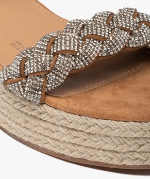 Sandales femme compensées à bride strass tressée vue7 - GEMO(URBAIN) - GEMO