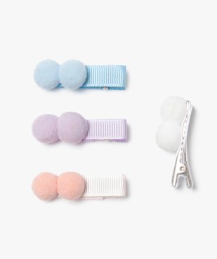 Pinces à cheveux fille à pompons pastel (lot de 4) vue1 - GEMO (ENFANT) - GEMO