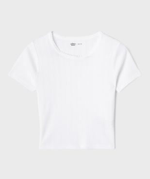 Tee-shirt manches courtes en jersey de coton ajouré fille vue1 - GEMO 4G FILLE - GEMO