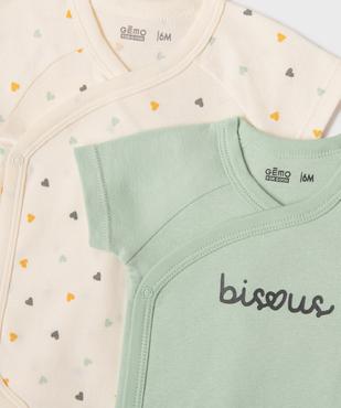 Body à manches courtes fermeture croisée bébé fille (lot de 3) vue2 - GEMO 4G BEBE - GEMO