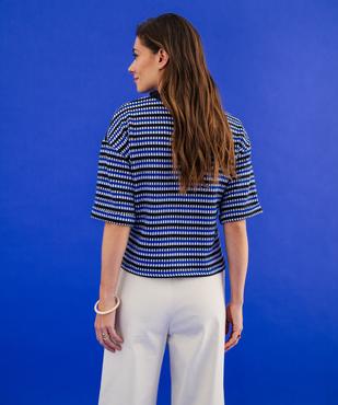 Tee-shirt manches courtes loose en maille stretch femme vue3 - GEMO(FEMME PAP) - GEMO