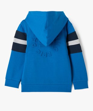 Sweat garçon zippé à capuche, bandes colorées et motif en relief vue5 - GEMO (ENFANT) - GEMO