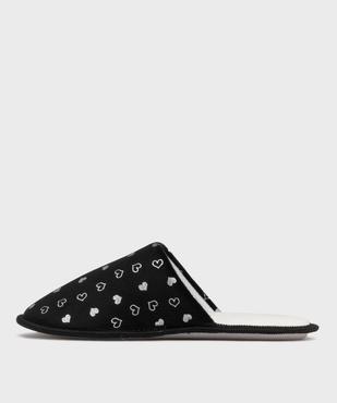 Chaussons mules en velours à motif cœurs brillants femme vue3 - GEMO 4G FEMME - GEMO
