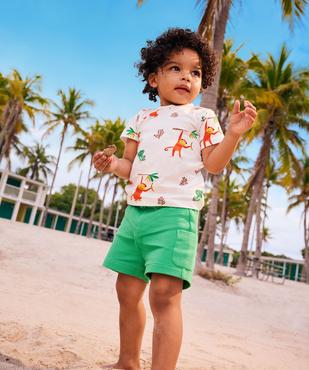 Short en maille côtelée avec taille ajustable bébé garçon vue1 - GEMO 4G BEBE - GEMO