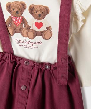 Ensemble 2 pièces bébé fille jupe à bretelles et tee-shirt - LuluCastagnette vue2 - LULU CASTAGNETTE G4G D - GEMO