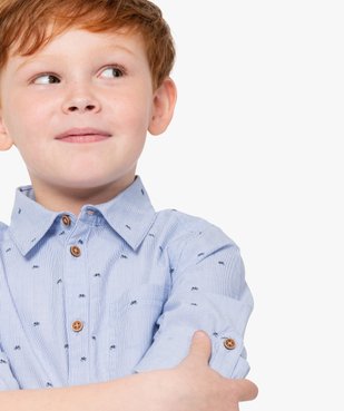 Chemise garçon à fines rayures et motifs vue1 - GEMO (ENFANT) - GEMO