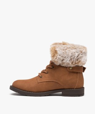 Bottines fille unies avec col fourré fermeture lacets vue3 - GEMO (ENFANT) - GEMO