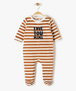 Pyjama dors bien bébé en velours à rayures  vue1 - GEMO(BB COUCHE) - GEMO