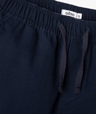 Bermuda cargo regular en coton avec taille ajustable garçon vue2 - GEMO (JUNIOR) - GEMO