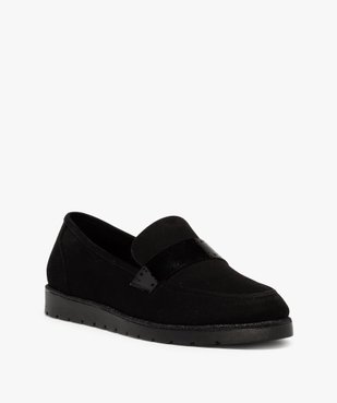 Mocassins femme en suédine unie et bride vernie vue2 - GEMO (CASUAL) - GEMO