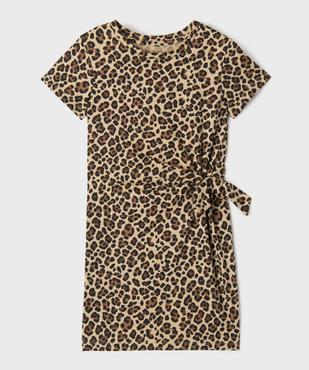 Robe courte en coton avec noeud à la taille fille vue1 - GEMO 4G FILLE - GEMO