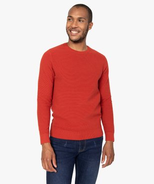 Pull homme à col rond en maille fantaisie vue2 - GEMO (HOMME) - GEMO