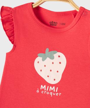 Pyjashort 2 pièces à motifs fraises bébé fille vue4 - GEMO 4G BEBE - GEMO
