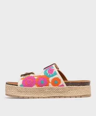 Mules à semelle plateforme et larges brides crochet femme vue4 - 5 MILES - GEMO