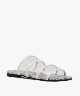 Nu-pieds femme mules à talon plat et brides transparentes vue2 - GEMO (CASUAL) - GEMO