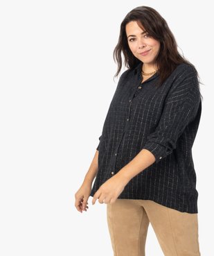Chemise femme fluide à carreaux dorés vue1 - GEMO (G TAILLE) - GEMO