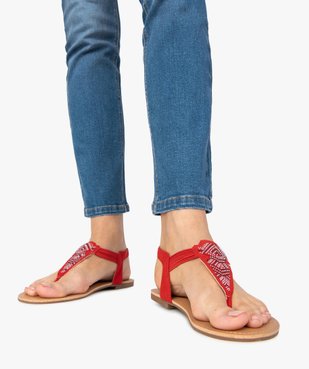 Sandales femme à entre-doigts brides élastiquées à strass vue1 - GEMO (CASUAL) - GEMO