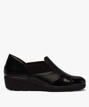 Mocassins femme confort talon compensé et col élastiqué vue1 - GEMO (CONFORT) - GEMO
