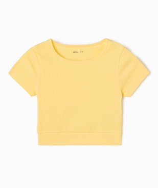Tee-shirt fille en maille côtelée coupe courte vue2 - GEMO (JUNIOR) - GEMO