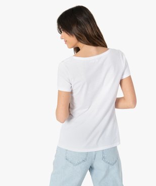 Tee-shirt femme uni à col rond et manches courtes vue3 - GEMO(FEMME PAP) - GEMO