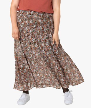 Jupe longue femme à motifs fleuris avec taille élastiquée vue1 - GEMO (G TAILLE) - GEMO