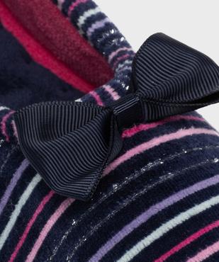 Chaussons enveloppants en velours à rayures femme - Isotoner vue6 - ISOTONER - GEMO