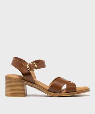 Sandales à talon en cuir femme - Tanéo vue1 - TANEO - GEMO