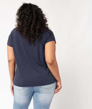Tee-shirt femme grande taille à manches courtes et micro-motifs argentés vue3 - GEMO (G TAILLE) - GEMO