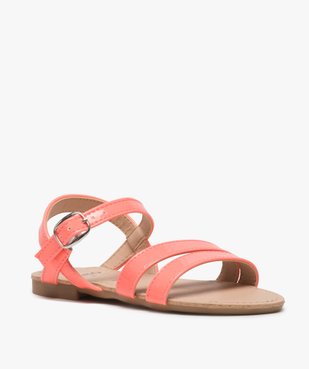 Sandales filles unies à brides fermeture boucle Dessus vernis fluo vue2 - GEMO (ENFANT) - GEMO