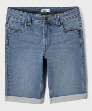 Bermuda en jean stretch coupe slim taille ajustable avec revers garçon vue1 - GEMO 4G GARCON - GEMO