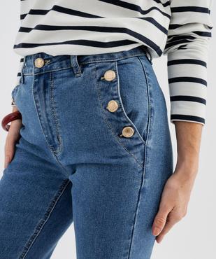 Jean Flare en denim extensible à effet pont femme - LuluCastagnette vue3 - LULU CASTAGNETTE GEMO FOR GOOD - GEMO