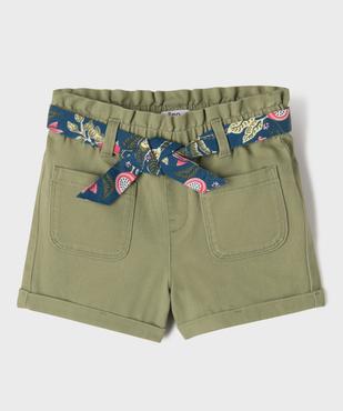 Short ample à taille paper bag et ceinture à nouer fille vue2 - GEMO 4G FILLE - GEMO
