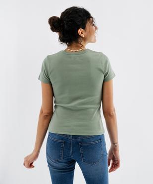 Tee-shirt manches courtes et col rond en maille côtelée femme vue3 - GEMO 4G FEMME - GEMO