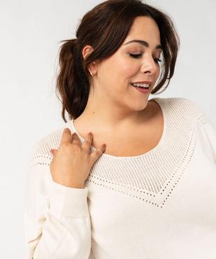 Pull en fine maille à encolure ajourée fantaisie femme grande taille vue2 - GEMO (G TAILLE) - GEMO