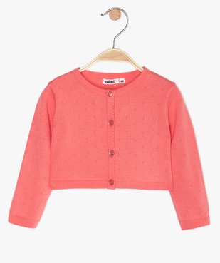 Gilet bébé fille court à manches longues vue1 - GEMO (ENFANT) - GEMO