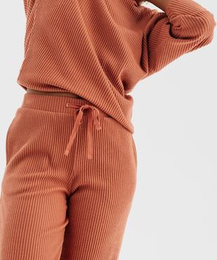 Bas de pyjama large en maille côtelée extra douce femme vue2 - GEMO 4G FEMME - GEMO