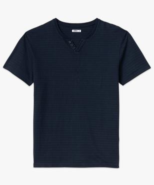 Tee-shirt manches courtes col fantaisie à rayures jacquard homme vue4 - GEMO (HOMME) - GEMO