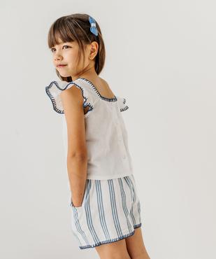 Short large en coton et lin fille vue6 - GEMO (ENFANT) - GEMO
